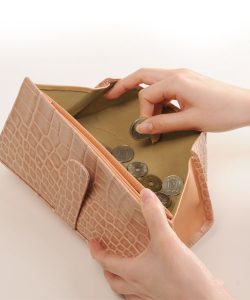 イタリア製 クロコダイル型押し牛革ギャルソン財布