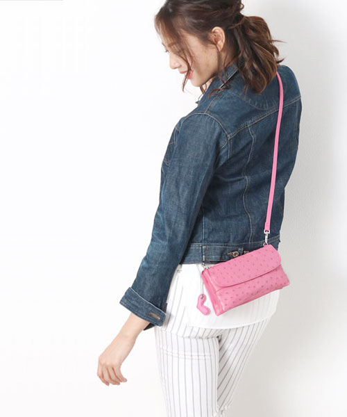 オーストリッチ お財布 ポシェット 3WAY仕様 マルチバッグ オーストリッチ お財布 ポシェット 3WAY仕様 マルチバッグ