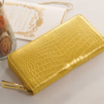 ヘンローン社製原皮使用 クロコダイル 長財布 ゴールド カラー