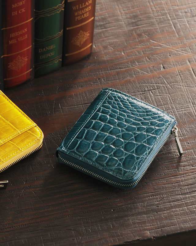 ヘンローン社製原皮使用 クロコダイル コンパクト財布