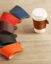 Jamale/ジャマレ 日本製 カップにはめて繰り返し使える 栃木レザー コーヒー カップスリーブ