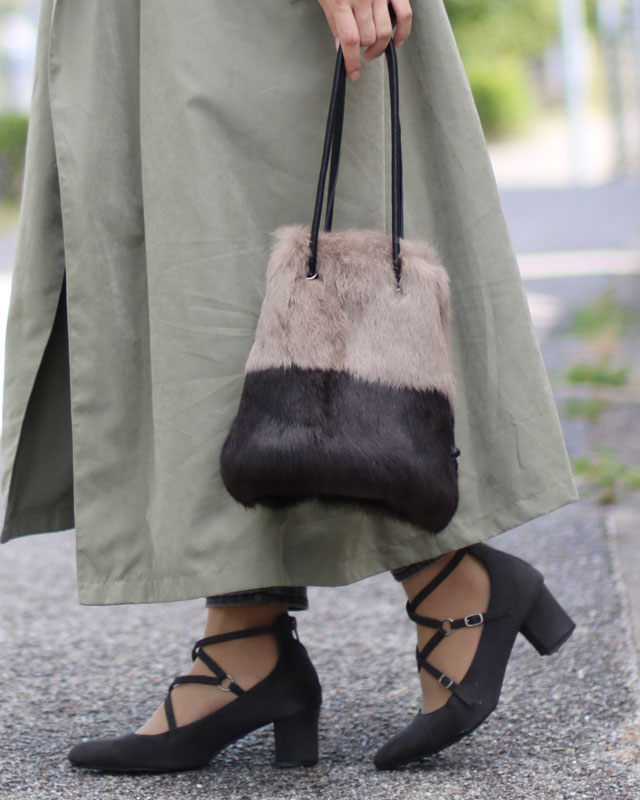 ラビット ファー 巾着 バッグ