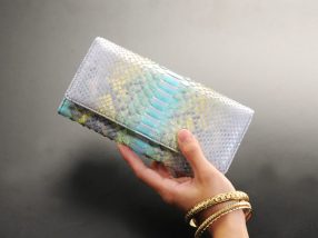 ダイヤモンドパイソン長財布 がま口小銭入れ付き
