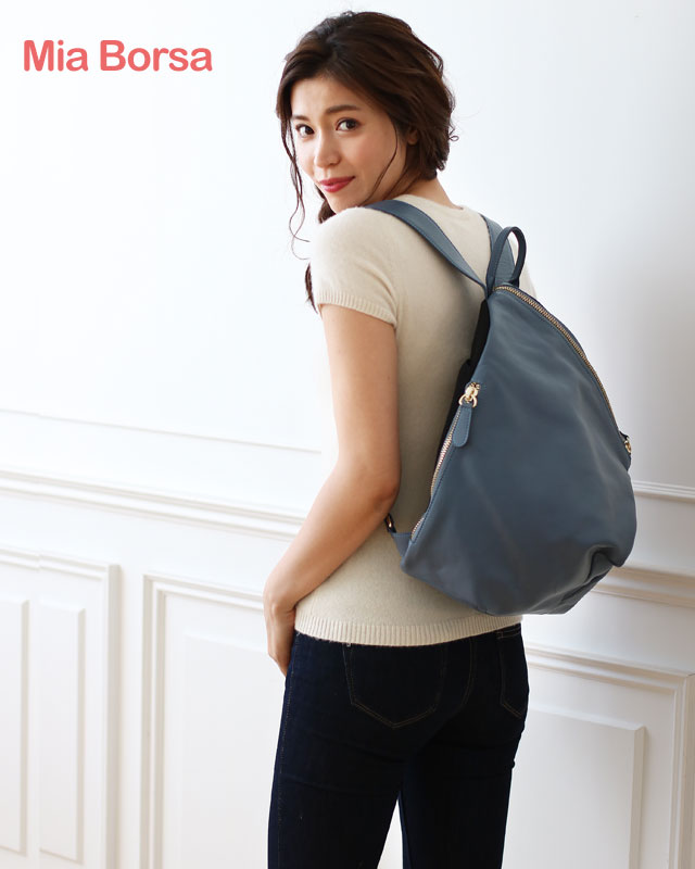 Mia Borsa リュック レディース 本革 ブルー 通学