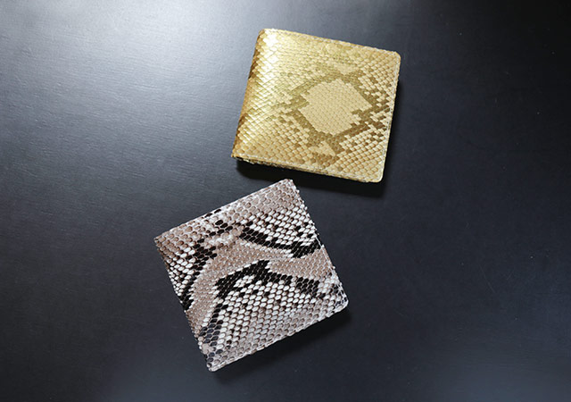 二つ折り財布 ダイヤモンドパイソン  薄型 メンズ